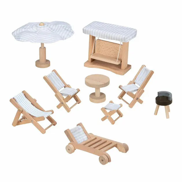 Populair Goki Houten Poppenmeubels Tuinmeubels, 9dlg.