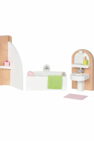 Beperkte Voorraad Goki Houten Poppenmeubels Badkamer, 10dlg.