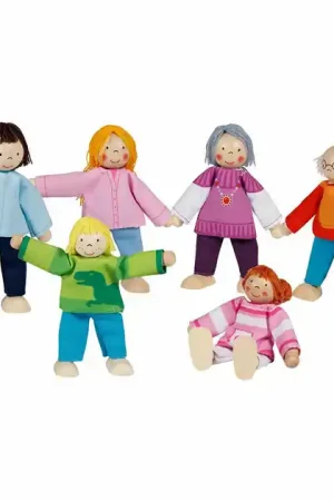 Uitverkoop Goki Houten Poppenhuis Poppen Flexibel Moderne Familie, 6st.