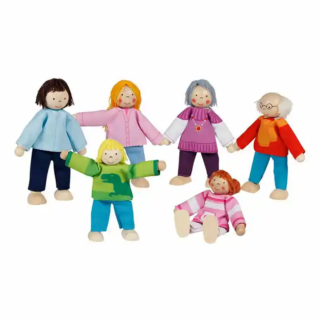 Uitverkoop Goki Houten Poppenhuis Poppen Flexibel Moderne Familie, 6st.