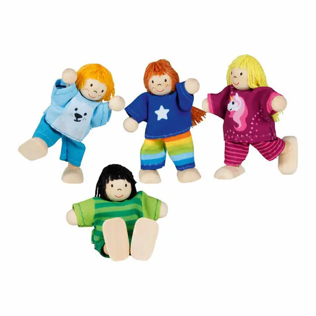 Goki Houten Poppenhuis Poppen Flexibel Kinderen, 4st. Shop Nu