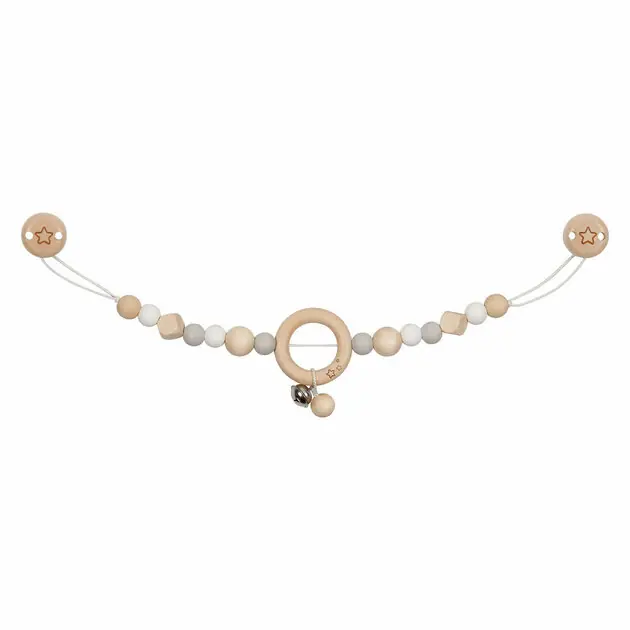 Korting Goki Houten Wandelwagenketting Ster Grijs met Clips