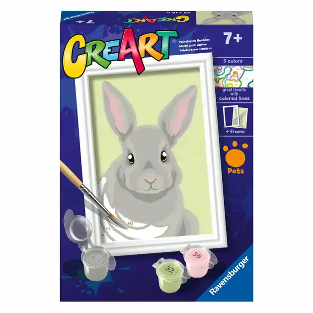 Ravensburger CreArt Schilderen op Nummer - Grijze Konijn Gratis Retour