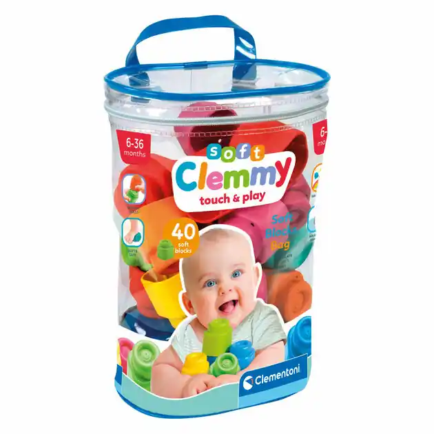 Clementoni Baby Soft Clemmy Blokken met Opbergtas - 40dlg. Seizoensaanbieding