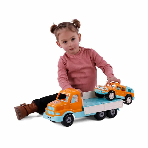 Merkproduct Cavallino XL Torpedo Vrachtwagen met Survival Jeep Oranje, 44,5cm