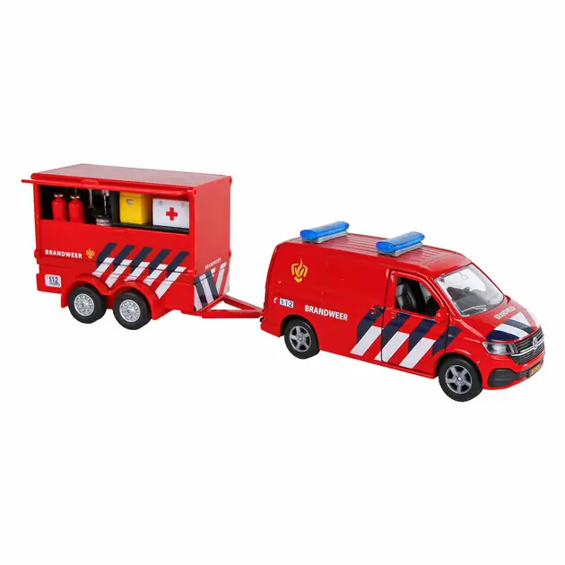 Favoriet Kids Globe VW Transporter Brandweer met Aanhangwagen