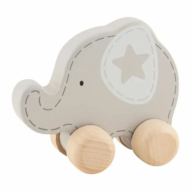 Goki Houten Duwfiguur Olifant Veilige Betaling