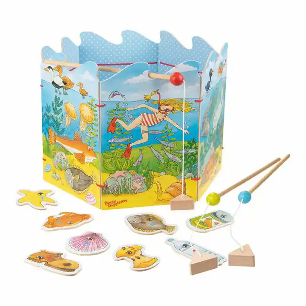 Goki Houten Visspel Peggy Diggledey, 16dlg. Bestseller