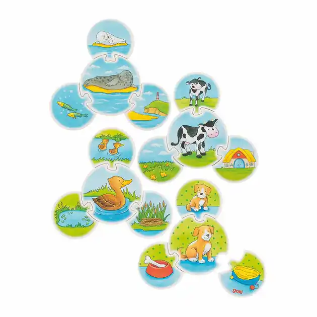 Goki Houten Puzzel Spel Dieren, 28dlg. Beperkt Aanbod