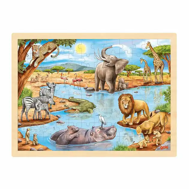 Direct Verzonden Goki Houten Legpuzzel Afrikaanse Savanne, 96st.