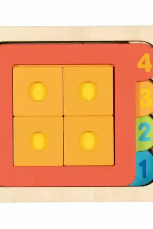 Aanbieding Goki Houten Lagenpuzzel Vormen en Cijfers, 15st.