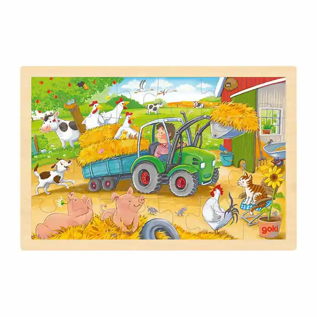 Snelle Levering Goki Houten Legpuzzel Tractor, 24st.