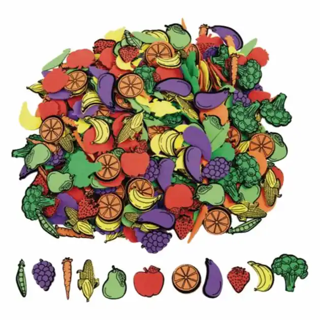 Colorations - Zelfklevende Foam Groenten en Fruit Stickers, 500st. Voordeelprijs