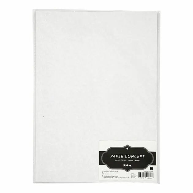 Direct Verzonden Parelmoerpapier A4 Wit Parelmoer 120 grams, 10 Vellen