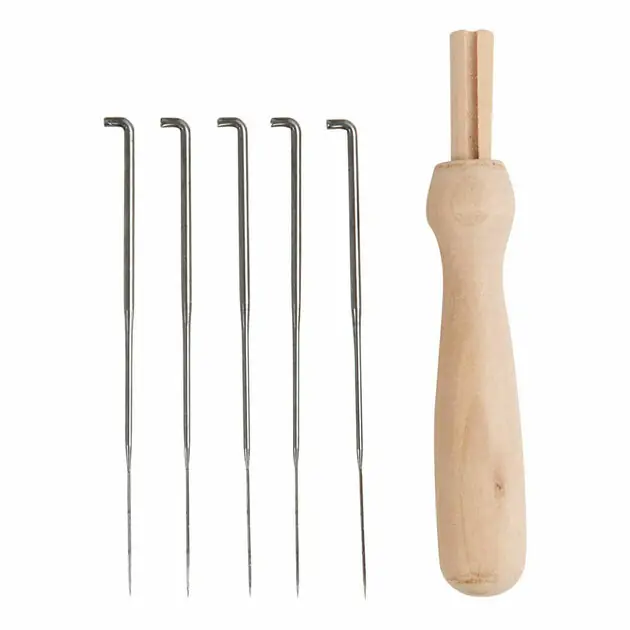 Viltnaald Houder Hout met 5 Naalden Hete Deal