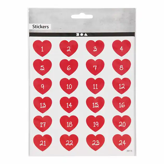 Koop Vandaag Stickers Hart met Cijfer, 1 Vel