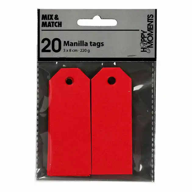 Manilla Labels Rood, 20st. Bestel Nu