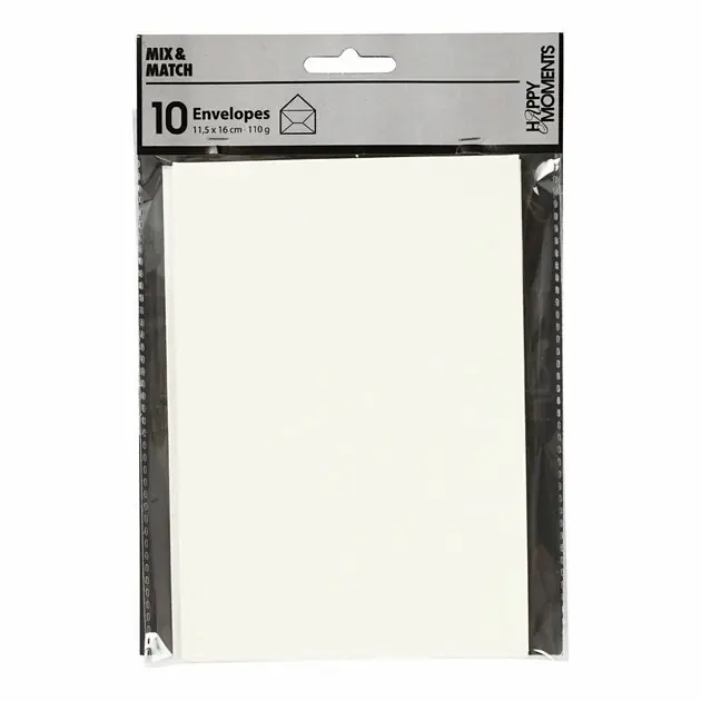 Envelop Off-white, 11,5x15cm, 10st. Op = Op