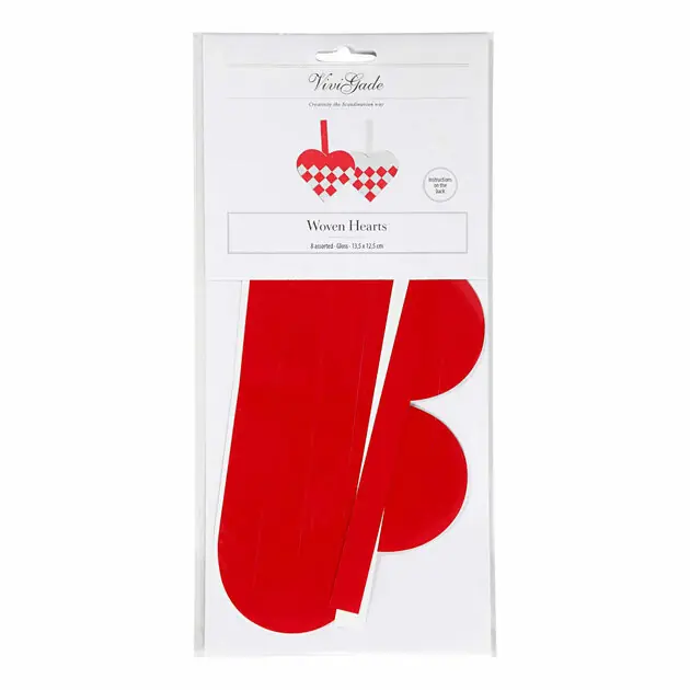 Lage Prijs Gevlochten Harten Rood Wit, Set van 8