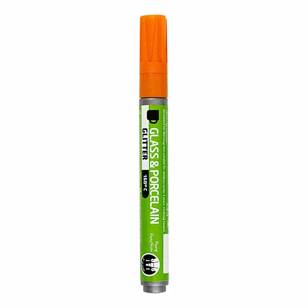 Rechtstreeks Van De Fabrikant Glas- en Porseleinstift Glitter Semi-Dekkend - Oranje