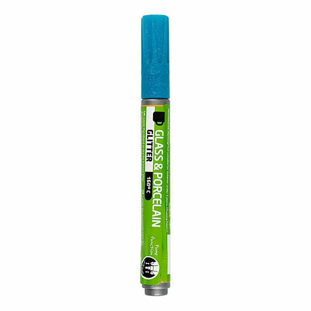 Glas- en Porseleinstift Glitter Semi-Dekkend - Turquoise Shop Nu