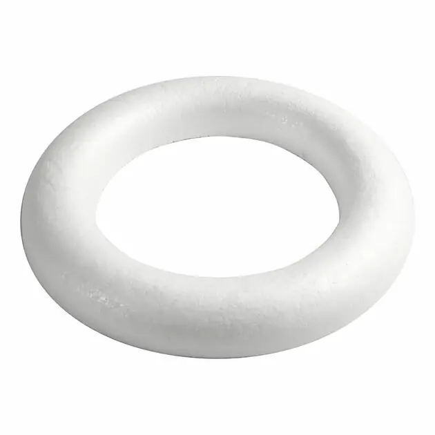 Laatste Versie Styropor Ring Wit met Platte Achterkant, 35cm
