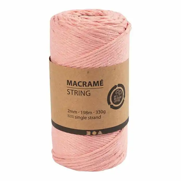 Macrame Koord - Roze, 198m Uitverkoop