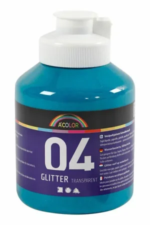 Acrylverf Glitter voor Kinderen - Turquoise, 500ml Op = Op