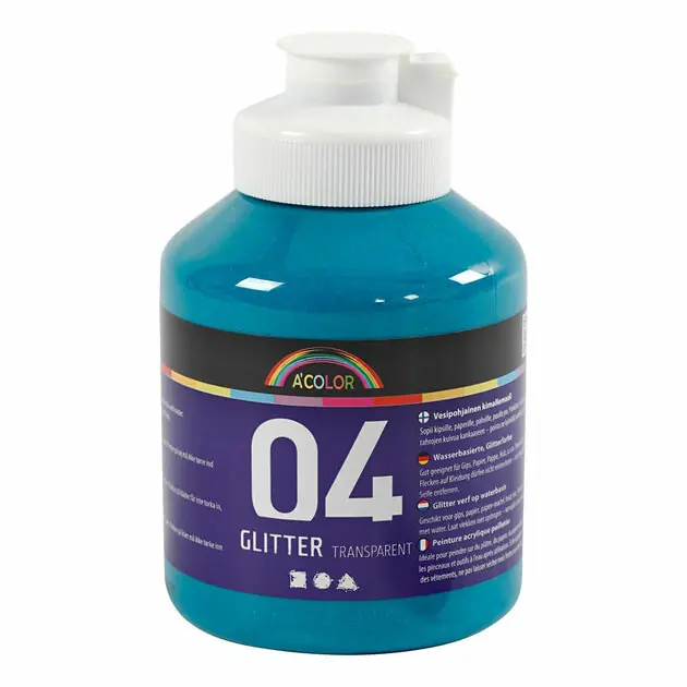 Acrylverf Glitter voor Kinderen - Turquoise, 500ml Op = Op