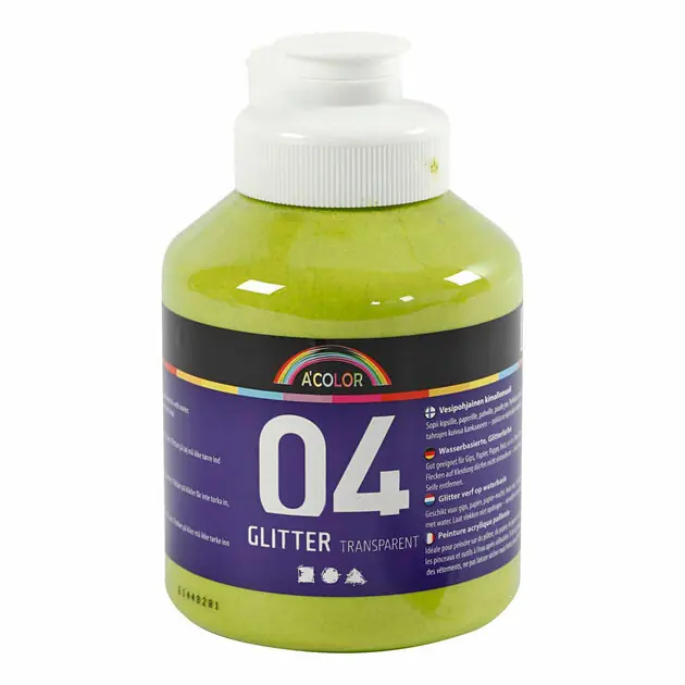 Rechtstreeks Van De Fabrikant Acrylverf Glitter voor Kinderen - Lime Groen, 500ml