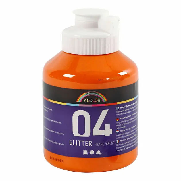 Acrylverf Glitter voor Kinderen - Oranje, 500ml Bestseller