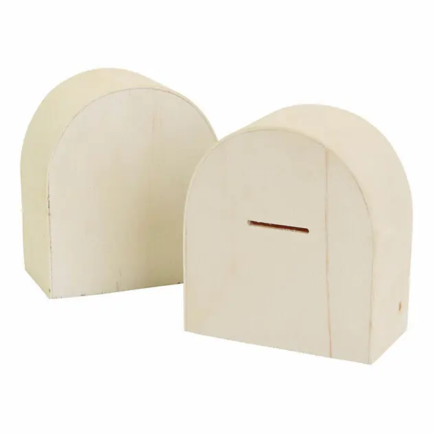 Houten Spaarpot met Halve Ronding 10x9cm, 12st. Gratis Retour