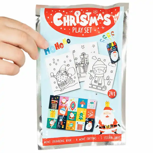 Populair Traktatiesetje: Kleurboekje, Waskrijtjes & Stickervel - Kerst