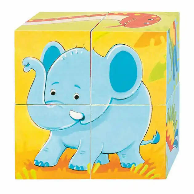 Bestseller Goki Houten Blokpuzzel Wilde Dieren, 4st.