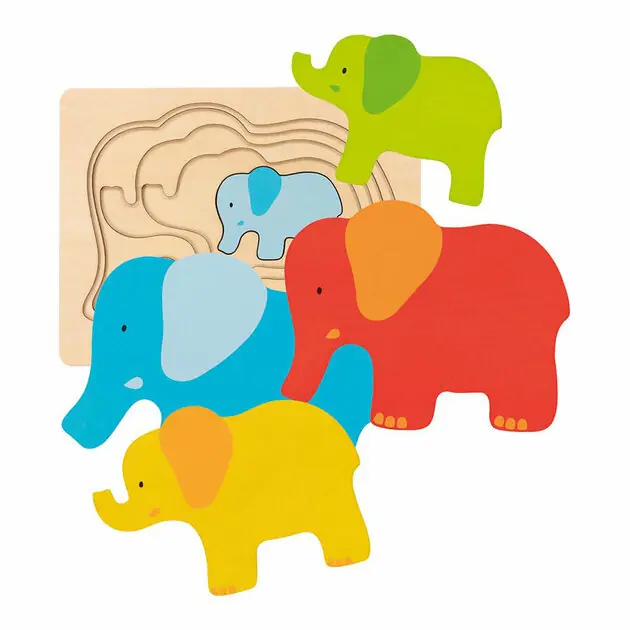 Goki Houten Lagenpuzzel Olifant, 5st. Op = Op