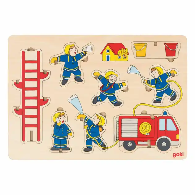 Goki Houten Stapelpuzzel Brandweer, 8st. Actieprijs