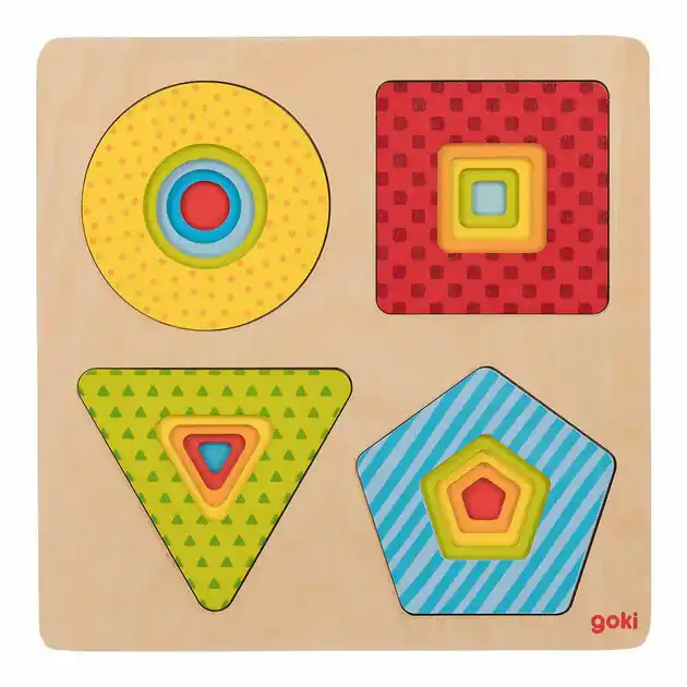 Goki Houten Lagenpuzzel Geometrische Vormen, 16st. Populair