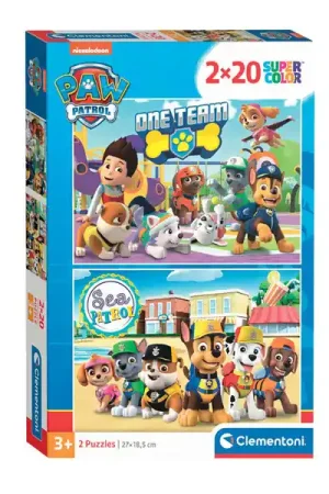 Weekendaanbieding Clementoni Legpuzzel Super Color PAW Patrol, 2x20st.
