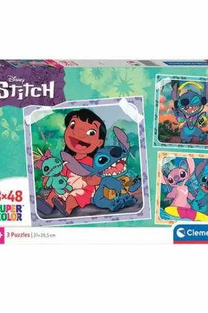 Clementoni Legpuzzel Super Color Vierkant Disney Stitch, 3x48st. Superprijs