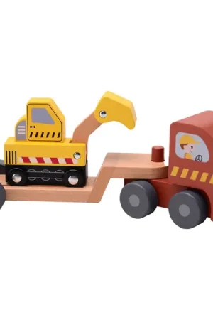Joueco Houten Oplegger met Graafmachine Alleen Vandaag