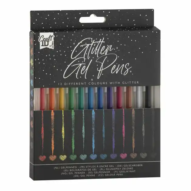 Gelpennen Glitter, 12st. Betrouwbaar