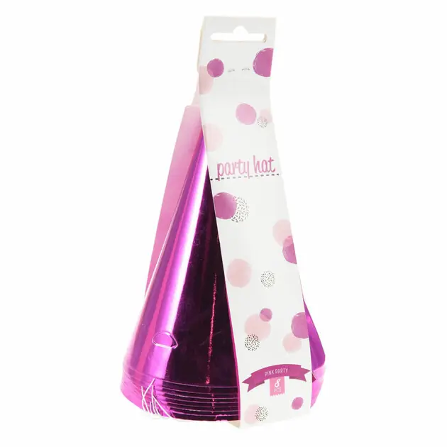 Hoedje Papier Roze, 8st. Beperkte Voorraad