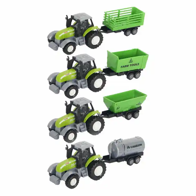 Laatste Versie Die-cast Groene Trekker met Aanhanger en Pull-backfunctie