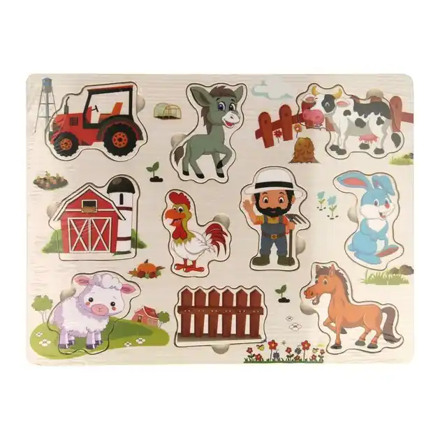 Tijdelijk Beschikbaar Houten Inlegpuzzel Boerderij, 10st.