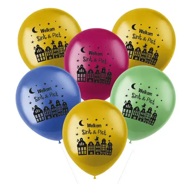 Lage Kosten Ballonnen Welkom Sint & Piet, 6st.