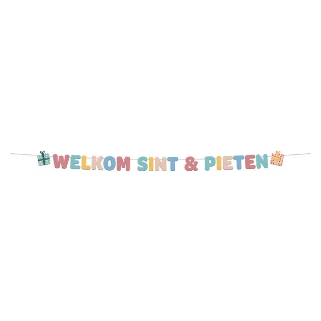 Letterslinger Welkom Sint en Pieten, 150cm Alleen Vandaag