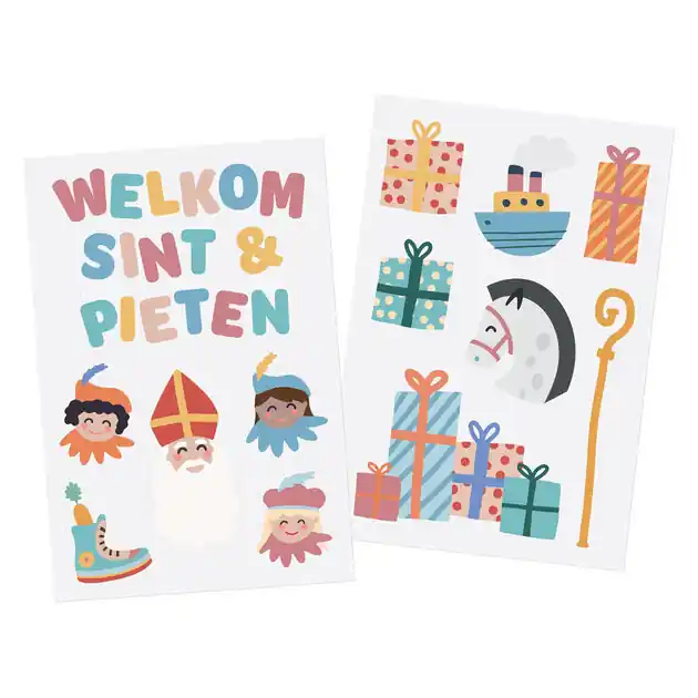 Raamstickers Welkom Sint & Pieten, 13st. Gecertificeerd