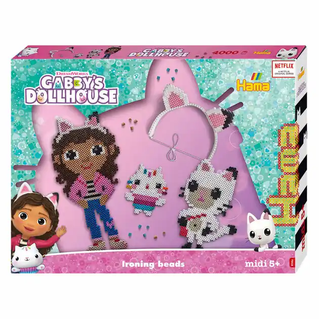 Actieprijs Hama Midi Strijkkralenset Gift Box - Gabby's Poppenhuis, 4000st.
