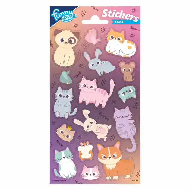 Direct Verzonden Stickervel Animals Kawaii