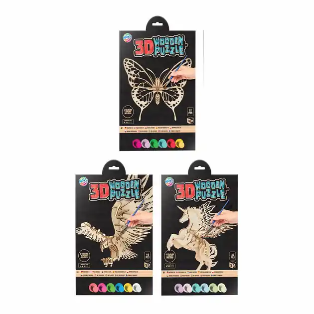 Houten 3D Puzzel Dier met Verf en Penseel Nieuw